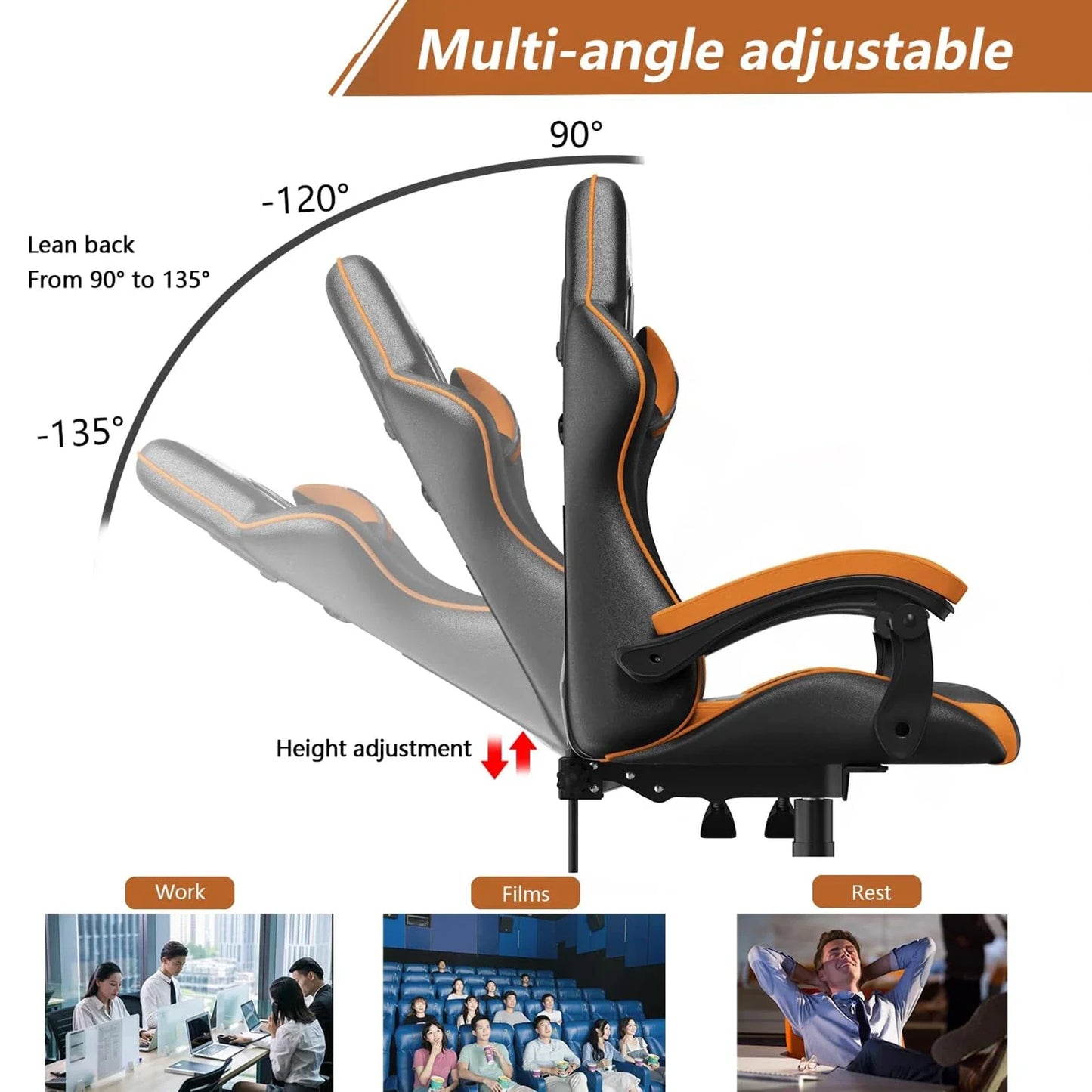 Gaming Office  Ergonomic PU Leather Computer Desk  with Headrest and Lumbar Support Game Chairs Racing Chair